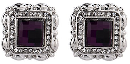 Ohrclips - versilbert mit Kristallen und lila Stein - Wilma von Bello London