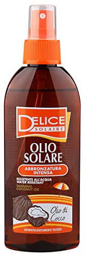 Delice Solaire | Olio Solare Abbronzante Ultra Bronze, Profumazione Olio di Cocco, Resistente all'Acqua, Dermatologicamente Testato - 150 ml