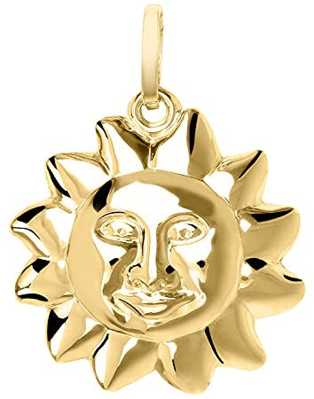 My Gold Damen Mädchen Anhänger Sonne Gold 333 (Ohne Kette) Echtes Gelbgold (8 Karat) Ø 15mm Goldanhänger Golden Sun V0004241
