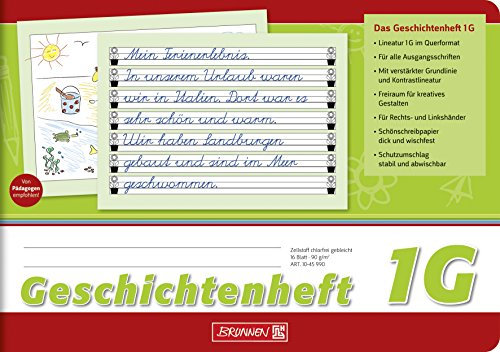 BRUNNEN Geschichtenheft | A5 quer, Lineatur 1G, 16 Blatt, grün