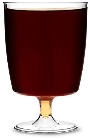 AIOS - Copas de plástico con pie desechables (200 ml). 48 unidades, ideal para picnics, cámping, barbacoas, ocasiones especiales, excursiones, etc.Usar y tirar. Fácilmente reciclables.Vienen con 4 posavasos de AIOS.