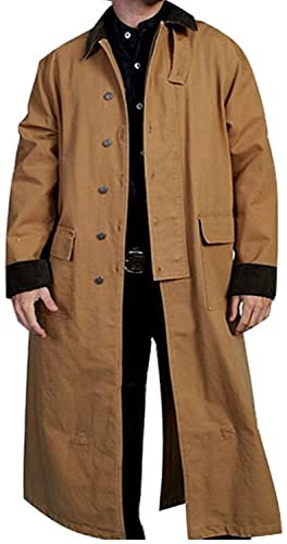 Scully Men's Long Canvas Jacket, Brown, L
