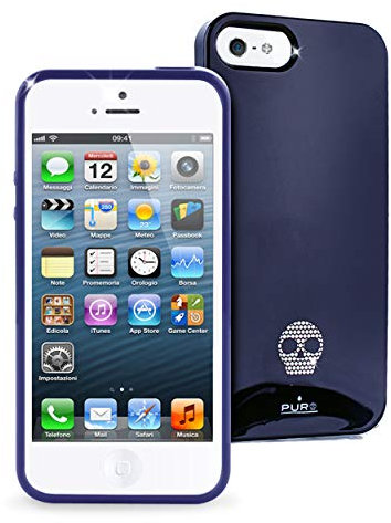 Puro IPC5SKULLBLUE Cover Skull per iPhone 5/5S/Se, Blu