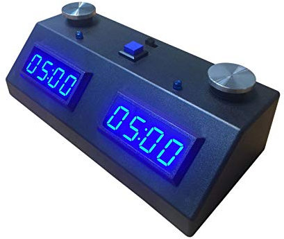 The Chess Store ZMF-II - Reloj de ajedrez, Color Negro con LED Azul