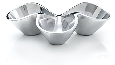 nambe Bella Triple Condiment Server | 3 Part Divided Serving Tray for Condiments, Dips, Appetizers, and Snacks | Made of Metal Alloy | Designed by Steve Cozzolino