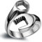Flongo Bague Acier Inoxydable Anneau Clef Mécanisme Poli Motard Fantaisie Bijoux Cadeau Couleur Argent pour Homme (Taille 57)
