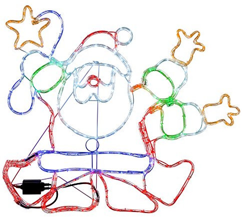 WeRChristmas Animated Dancing Santa LED Rope Lights Silhouette with Speed Controller, 90 cm - Large, Multi-Colour