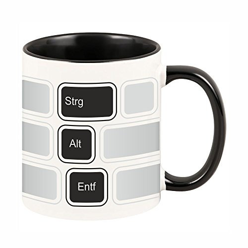 4you Design Tasse Strg Alt Entf mit Tasten Schwarze Tasse Geburtstag originell Kaffeepott Frühstückstasse