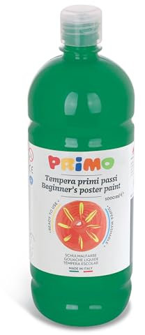 PRIMO - Tempere Lavabili per Bambini +3 Anni e Principianti in Bottiglia da 1L, Colori a Tempera Primi Passi per Dipingere su Carta, Stoffa, Vetro e Altro, Lavoretti Creativi per Bambini e Hobby