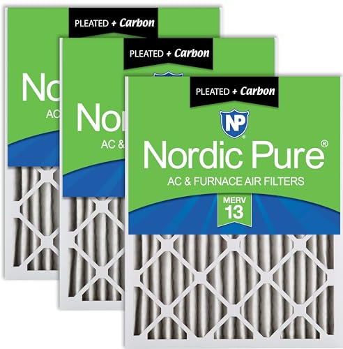 Nordic Pure 20x25x2 Pleated MERV 13 Plus Carbon Air Filters 3 Pack