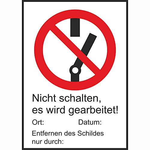 Indigos UG Aufkleber Nicht schalten es wird gearbeitet Verbots - Kombischild, 131x185mm - selbstklebender Sicherheits Aufkleber für Tür oder Wand - Warnschild für Gebäude, Hotel, Büro, Firma