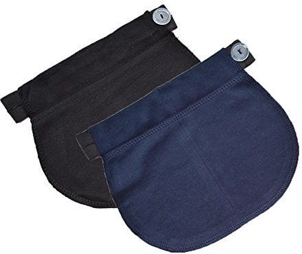 Lot de 2 ceintures d'ajustement 1029 - pantalon et jupe - grossesse - Noir + bleu foncé