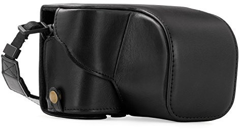 MegaGear La Custodia In Pelle Per Fotocamera 'Sempre Pronta' Sony Facile Da Installare, Con Treppiede E Accessori Periferici Compatibile Con Alpha A6000, A6300 Con 16-50Mm (Nero)