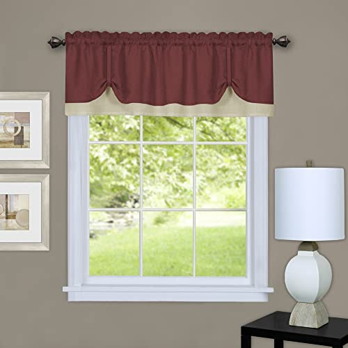 Soft Darcy Curtain Valance, Marsala & Tan, 58 x 14 in, Light Filtering