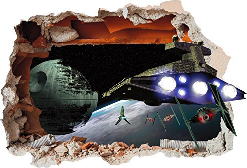 Wandaufkleber in Lochform mit Star Wars Todesstern, bedruckter Vinyl-Aufkleber (SS40010), Medium 500mm x 355mm