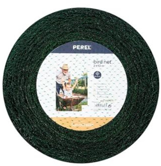 Perel Vogelschutznetz 2x10 m, grünes Netz mit 20 mm Maschenweite, leichtes Polyester-Pflanzennetz für Obstbäume, Gemüse, Sträucher und Teiche, Gartennetz gegen Vogelschäden