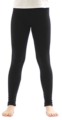 YESET Kinder Thermo Mädchen Leggings Fleece Hose lang Leggins aus Baumwolle schwarz 134