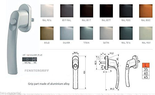 2 ER SET Versperrbare Fenstergriffe-Farbe:braun -Abschließbarer Fenstergriff aus Aluminium-Für nach innen und außen öffnende Fenster-Medos