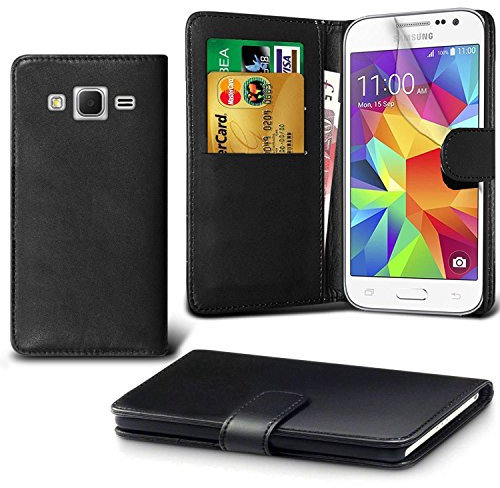 DN-Technology Samsung Galaxy J3 Case (Galaxy J3 2016 Model) Leather Book Case with Screen Protector For Galaxy J3 2016 (Not Compatible With Galaxy J3 2017 Model) - BLACK