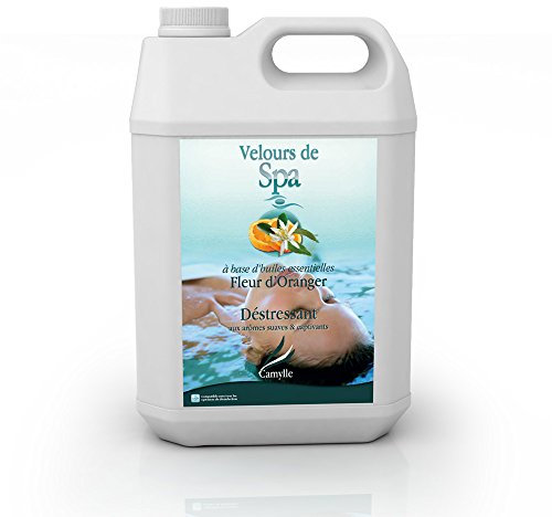 Camylle - Velours de Spa Fleur D'Oranger - Fragrance à base d'Huiles Essentielles 100% Pures et Naturelles pour Spa - Déstressant aux arômes suaves et captivants - 5000ml