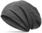 Caspar MU137 Beanie Mütze mit Strass und warmem Flanell Stoff, Größe:One Size, Farbe:dunkelgrau (meliert)