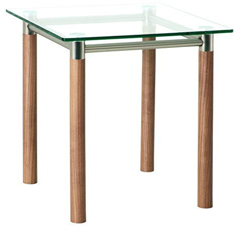 HAKU Möbel Beistelltisch Noce, satiniert, Metall, Sicherheitsglas - Maße: B 42 cm x H 43 cm x T 42 cm, Style: Contemporary