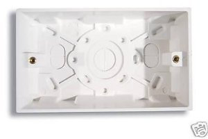 Double Twin Surface Socket Back Box Pattress 47mm Whi