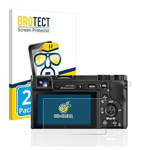 BROTECT Schutzfolie für Sony Alpha 6000 | 2 Stück Transparenter Displayschutz Made in Germany Klare Displayschutz-Folie Clear Einfache Montage Case-Friendly