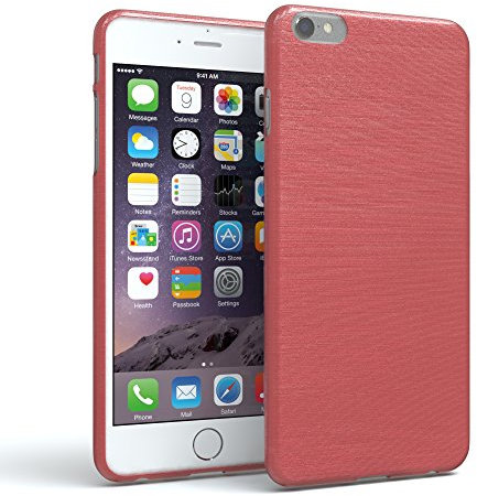 EAZY CASE Hülle kompatibel mit iPhone 6 / 6S Schutzhülle Silikon, gebürstet Slimcover in Edelstahl Optik, Handyhülle, TPU Hülle/Soft Case, Backcover, Silikonhülle Brushed, Rosa