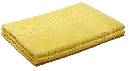 AR Line 2er Set Duschvorleger – Badematten 50 x 70 cm, 100% Baumwolle, 700 g/m², Weich & Saugstark, Farbe: Gelb