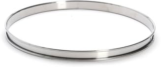 De Buyer - Cercle à tarte rond en inox à bord roulé - 24 x 2 cm - Surface Lisse, Démoulage Facile, Pour des Résultats Sans Défaut et Délicieux, Argent