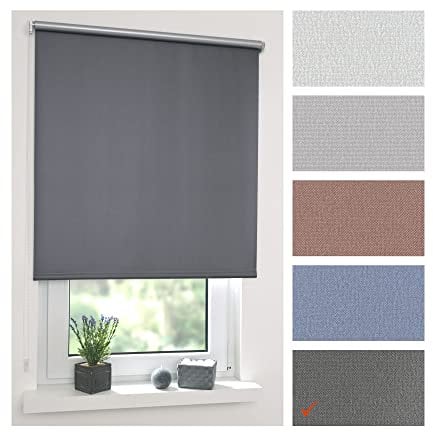Liedeco Thermo-Rollo, Seitenzugrollo | Verdunkelung | B 102 x H 180 cm | Graphit/grau