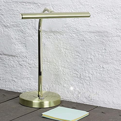 Licht-Erlebnisse Edle LED Tischleuchte Klavierleuchte klassische in Messing Optik 4 Watt LED Tischlampe Klavierlampe für Innen Beistelltisch