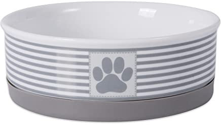 Bone Dry Paw & Patch Ceramic Pet Collection, Medium Bowl, 6x2, Gray
