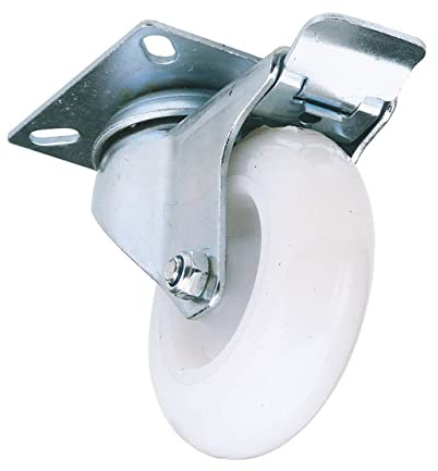 Draper Swivel Plate Fixing Nylon Wheel with Brake, 75mm Diameter, S.W.L. 70kg