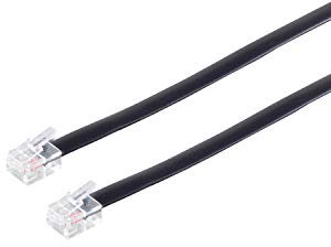 ecabo 15m Modularkabel Telefonkabel – 2x RJ12 Stecker – Anschlusskabel – Westernstecker – 6adrig / 6P6C / 1:1 – Flachkabel – schwarz – für Telefon ISDN AB FAX Modem