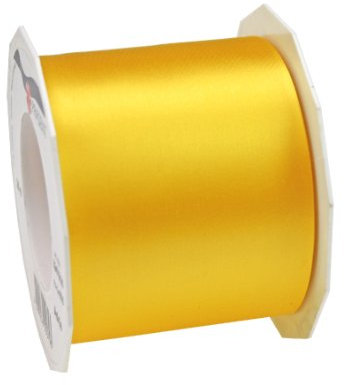 PRÄSENT ADRIA/SATIN gelb, 25 m Satinband zum Einpacken von Geschenken, 72 mm Breite, Geschenkband zum Dekorieren & Basteln, Dekoband für Präsente, zu jedem Anlass