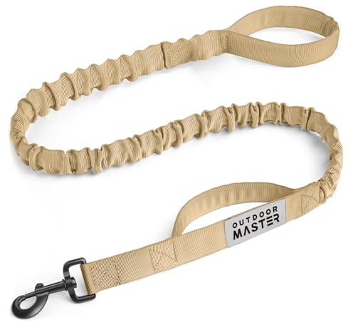 OutdoorMaster Bungee Hundeleine mit Ruckdämpfer, Hundeführleine Trainingsleine, verbesserte Hundesicherheit und Komfort - für mittel und große Hunde(Khaki)