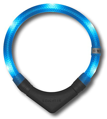 LEUCHTIE® Plus Leuchthalsband Hund batteriebetrieben, wasserdichtes LED Halsband, Hundehalsband Leuchtend mit 100 h Leuchtdauer, enorm hell, eisblau Größe 50