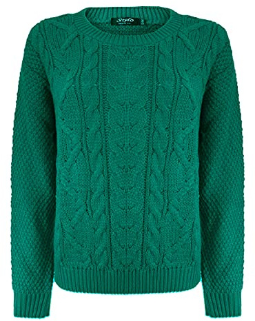 Generation Fashion New Women Ladies Crew Neck Knitted Cable Long Sleeve Warm Chunky Sweater Formal Everyday Casual Knitwear Jumper Tops Pullover