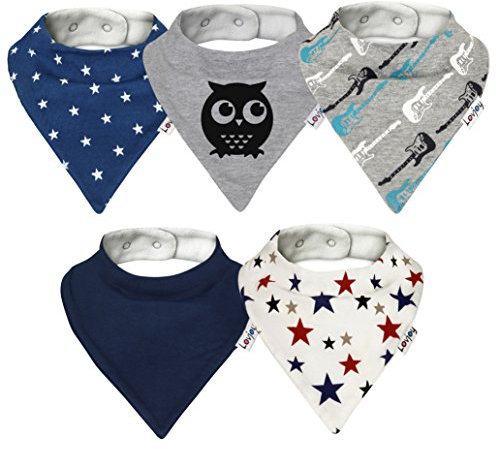Lovjoy Bandana Baby Halstuch Lätzchen, Dreieckstucher, Für 0-3 Jahre, 5er Pack (Kleinen Stern)