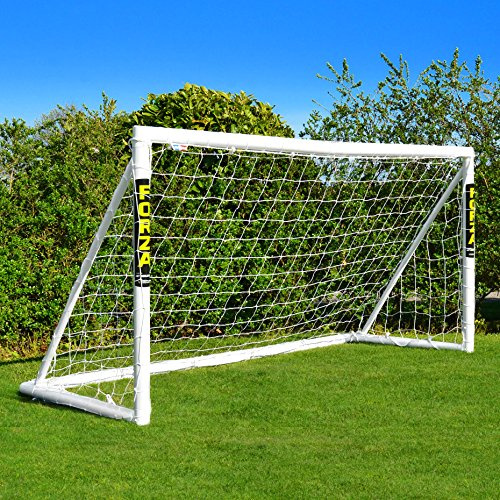 FORZA Football Goal - 8ft x 4ft Kids Garden Goal with PVC Posts & Net | Optional Target Sheet, Ball & Bag