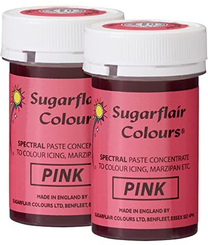 Sugarflair Spectral Pink Food Colouring Paste, Highly Concentrated for Use with Sugar Pastes, Buttercream, Royal Icing or Cake Mix, Vibrant Colour Dye - 25g (Pack of 2)