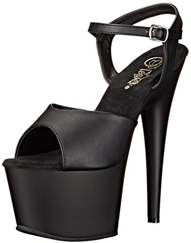 Pleaser ADORE-709, Damen Offene Sandalen, Schwarz (Blk Faux Leather/Blk Matte), 40 EU (7 UK)
