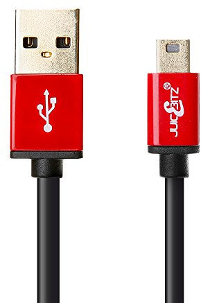 JuicEBitz 5m USB 2.0 Type A to Mini B Cable Supports Data Sync and Charging, Mini B 5-Pin Lead Compatible with Hero 4/3, PS3 Controller, Dash Cam, SatNav, GPS Receiver, PDAs, Camera
