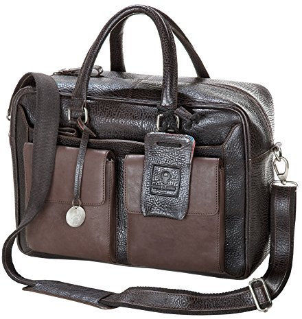 Bull & Hunt - Gilde - 100% echtes Leder - Ledertasche - kleine Reisetasche HOLIDAY braun / dunkelbraun - farbiges Innenfutter - T=20cm / B=40cm / H=30cm
