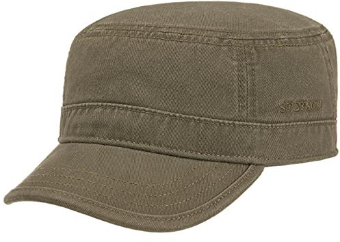 Stetson Gosper Army Cap Damen/Herren - Urban Armycap aus Baumwolle - Militärcap mit UV-Schutz 40 - Mütze Militär Sommer/Winter Oliv L (58-59 cm)