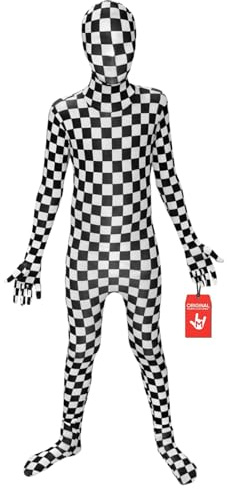 Morphsuits Schwarz-weiß kariertes Kinder-Anzug, Halloween, Morph-Anzug für Kinder, Halloween-Morph-Anzug, Zentai-Anzug