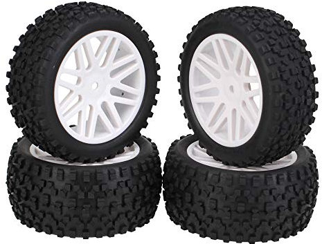 Weiße vordere hintere Buggy-Felge Gummireifen für RC 1:10 4er Pack