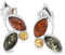 InCollections Damen-Ohrstecker 925 Sterling Silber 6 Bernsteine mehrfarbig 19 mm